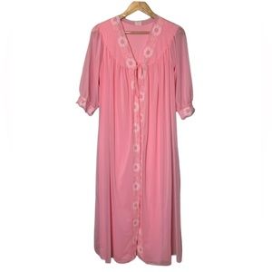 Vintage ILGWU Peignoir Night Gown and Robe Set Pink Size Small 1960s